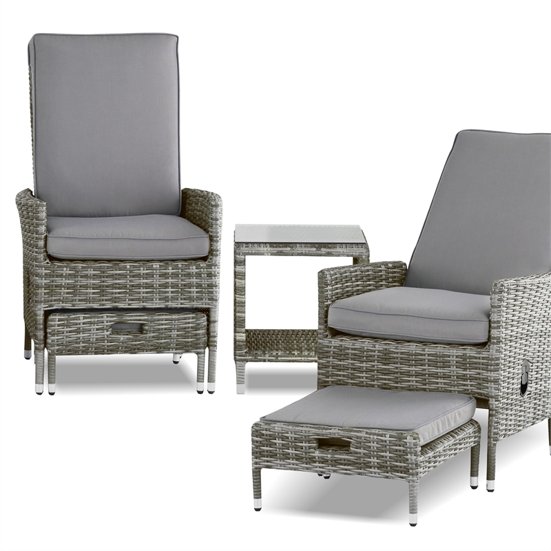 Elle Decor Vallauris 5-Piece Outdoor Reclining Chair Set Grey