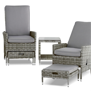 Elle Decor Vallauris 5-Piece Outdoor Reclining Chair Set Grey