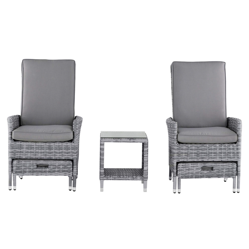 Elle Decor Vallauris 5-Piece Outdoor Reclining Chair Set Grey