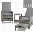 Elle Decor Vallauris 5-Piece Outdoor Reclining Chair Set Grey