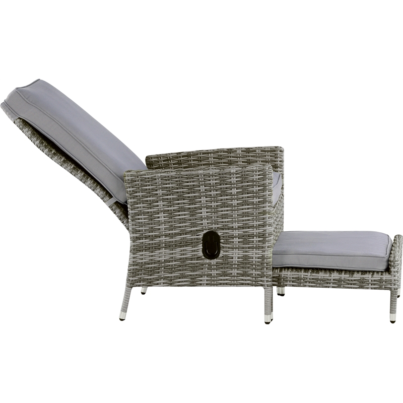Elle Decor Vallauris 5-Piece Outdoor Reclining Chair Set Grey