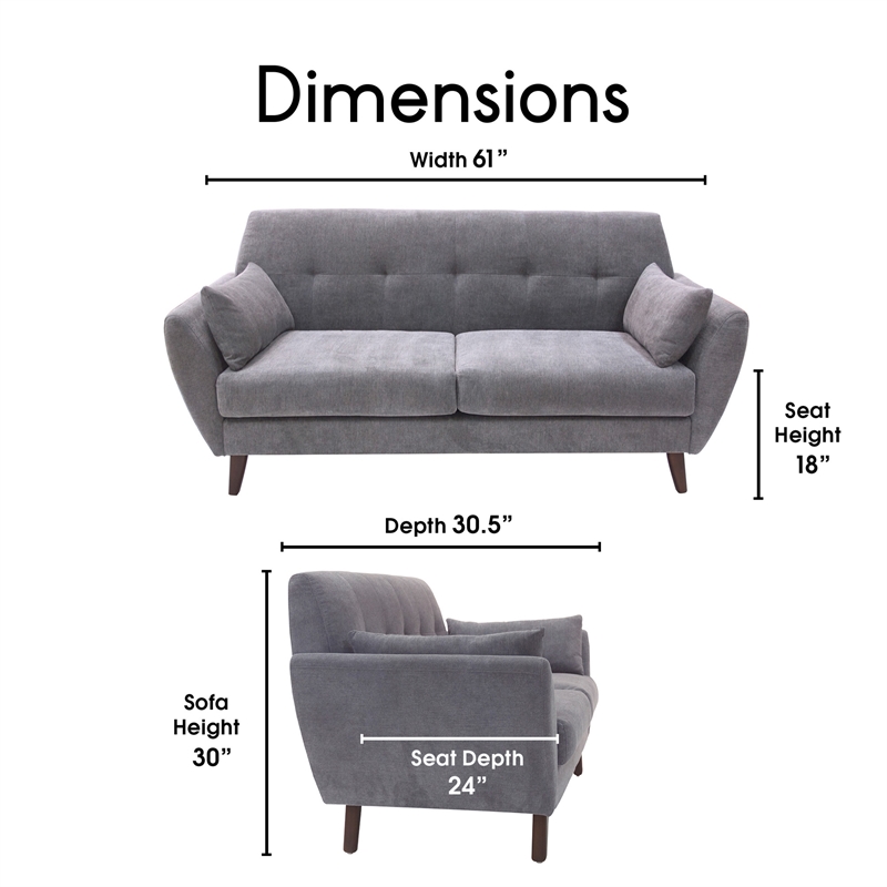 Elle Decor Amelie Loveseat in Dark Gray