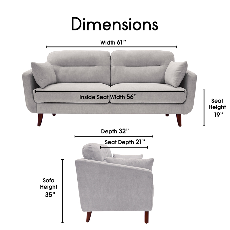 Elle Decor Chloe Loveseat in Light Gray