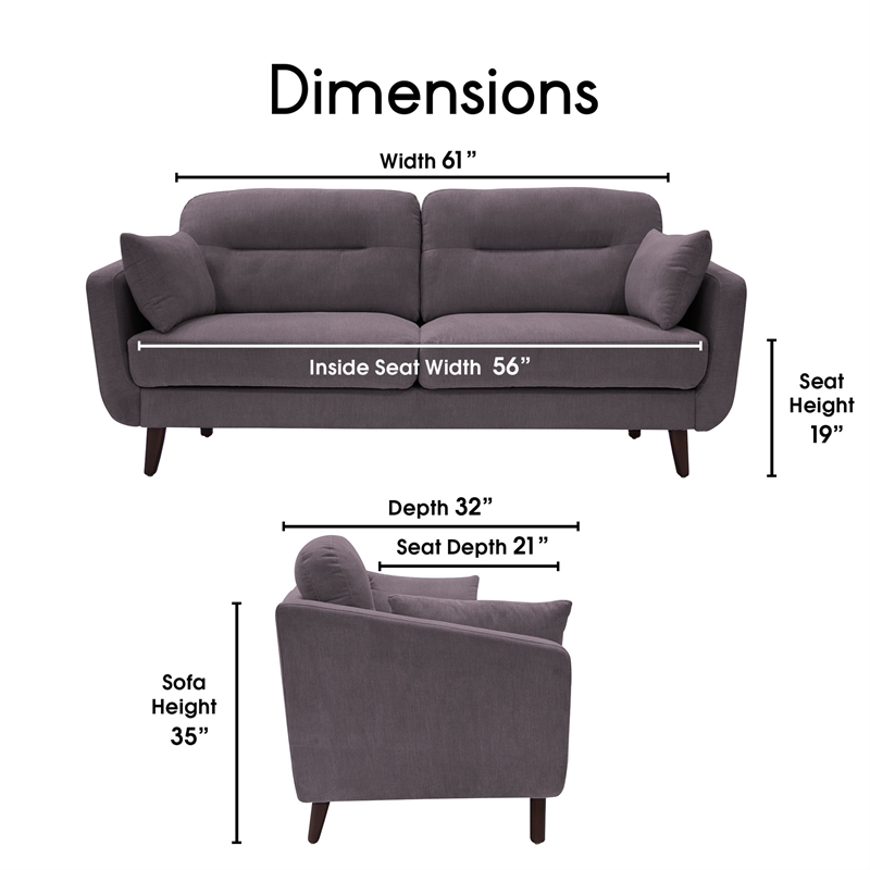 Elle Decor Chloe Loveseat in Dark Gray