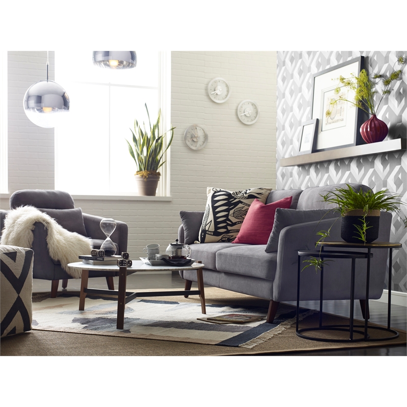 Elle Decor Chloe Loveseat in Dark Gray