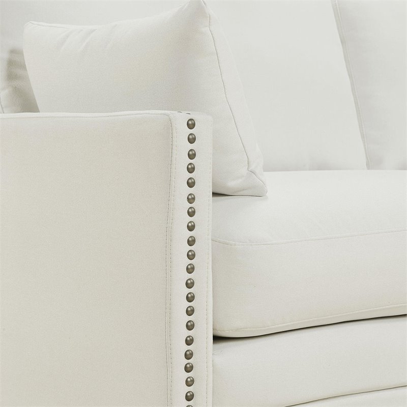Elle Decor Bella Nailhead Fabric Sofa in French Ivory Cymax Business