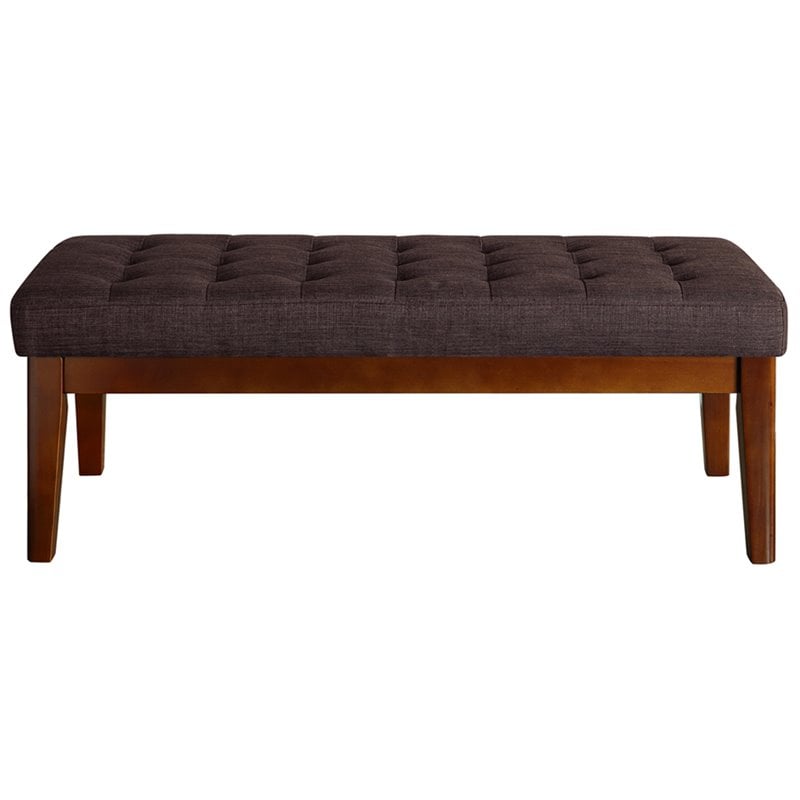 Elle Decor Claire Tufted Bench in Chocolate Brown