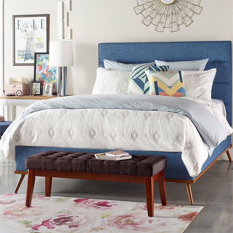 Elle Decor Claire Tufted Bench in Chocolate Brown