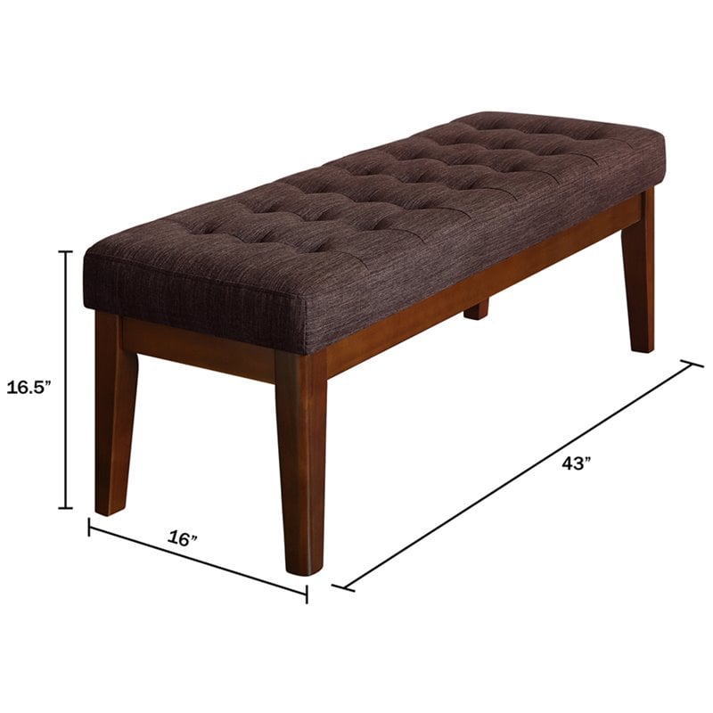 Elle Decor Claire Tufted Bench in Chocolate Brown