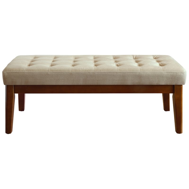 Elle Decor Claire Tufted Bench in Vanilla Cream