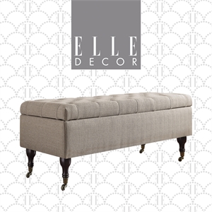 Elle Decor Collette Tufted Storage Bench in French Linen