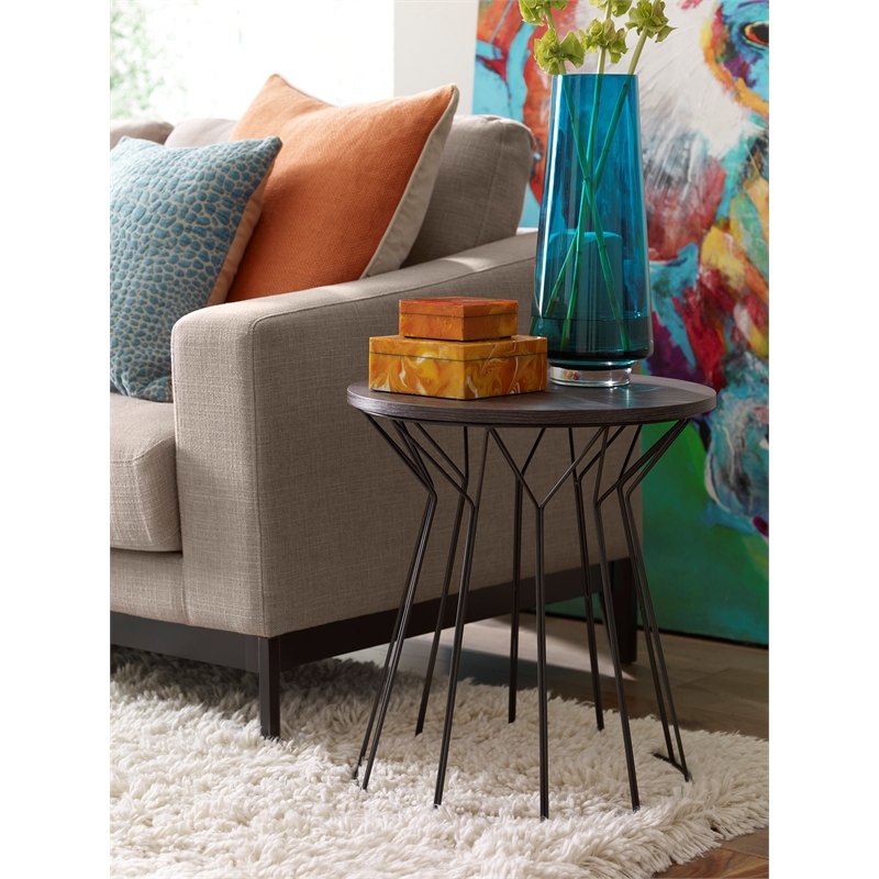 Elle Decor Fleur End Table in Noir Black