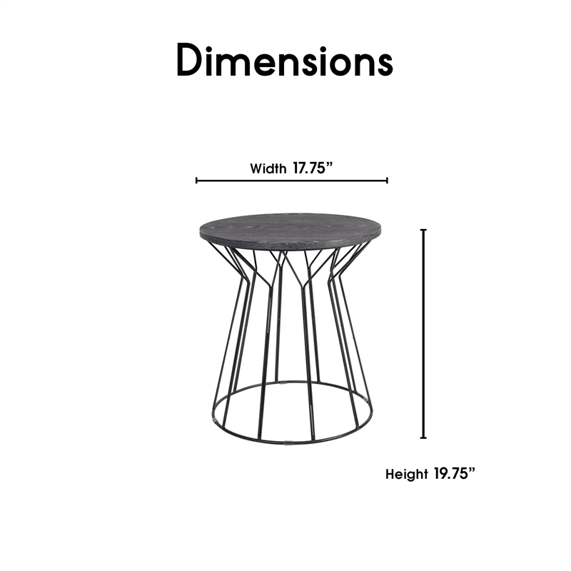 Elle Decor Fleur End Table in Noir Black