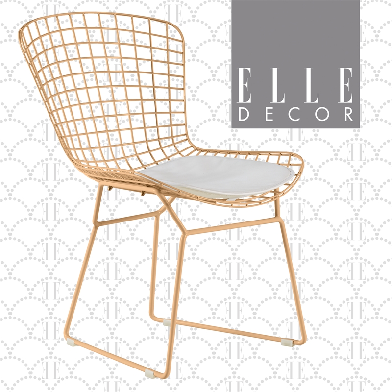 Elle Decor Holly Wire Dining Side Chair in French Gold (Set of 2)