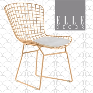 elle decor holly wire dining side chair in french gold (set of 2)