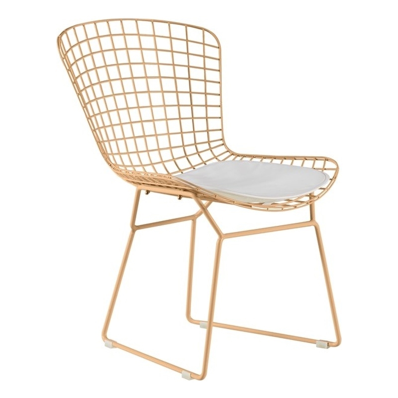 Elle Decor Holly Wire Dining Side Chair in French Gold (Set of 2)