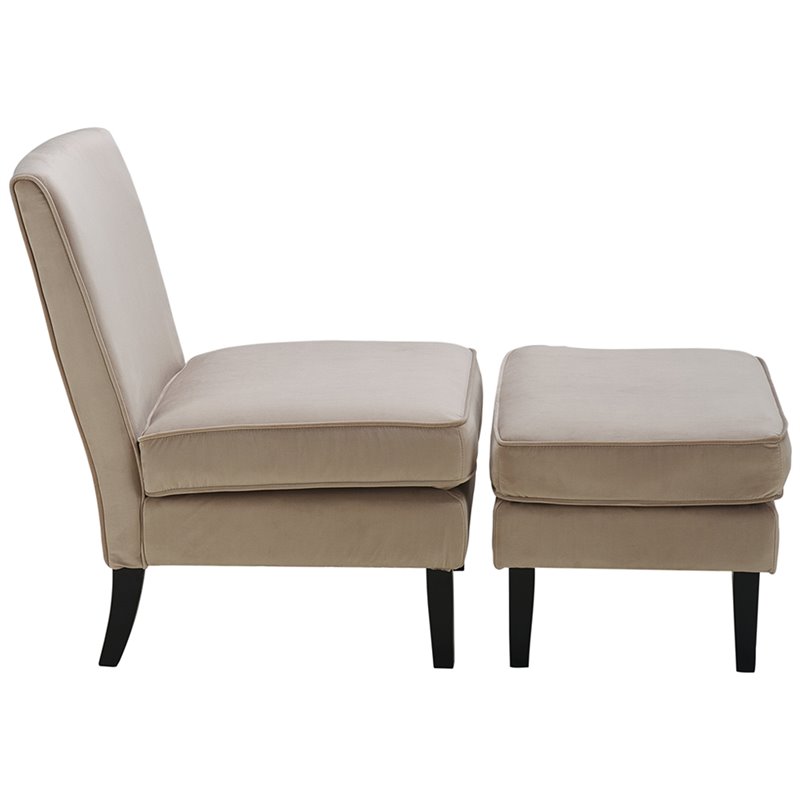 Elle Decor Olivia Accent Chair and Ottoman in French Taupe