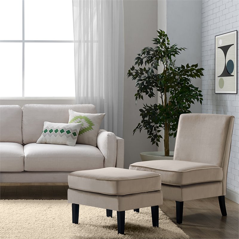 Elle Decor Olivia Accent Chair and Ottoman in French Taupe