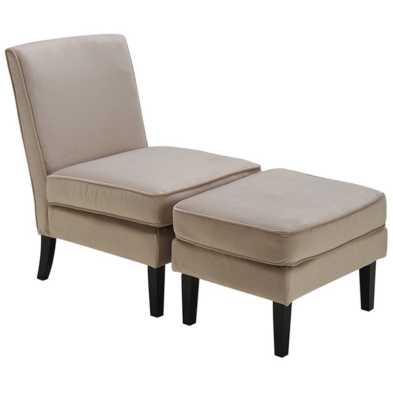 Elle Decor Olivia Accent Chair and Ottoman in French Taupe