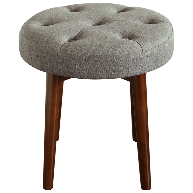 Elle Decor Penelope Round Tufted Stool in Storm Gray
