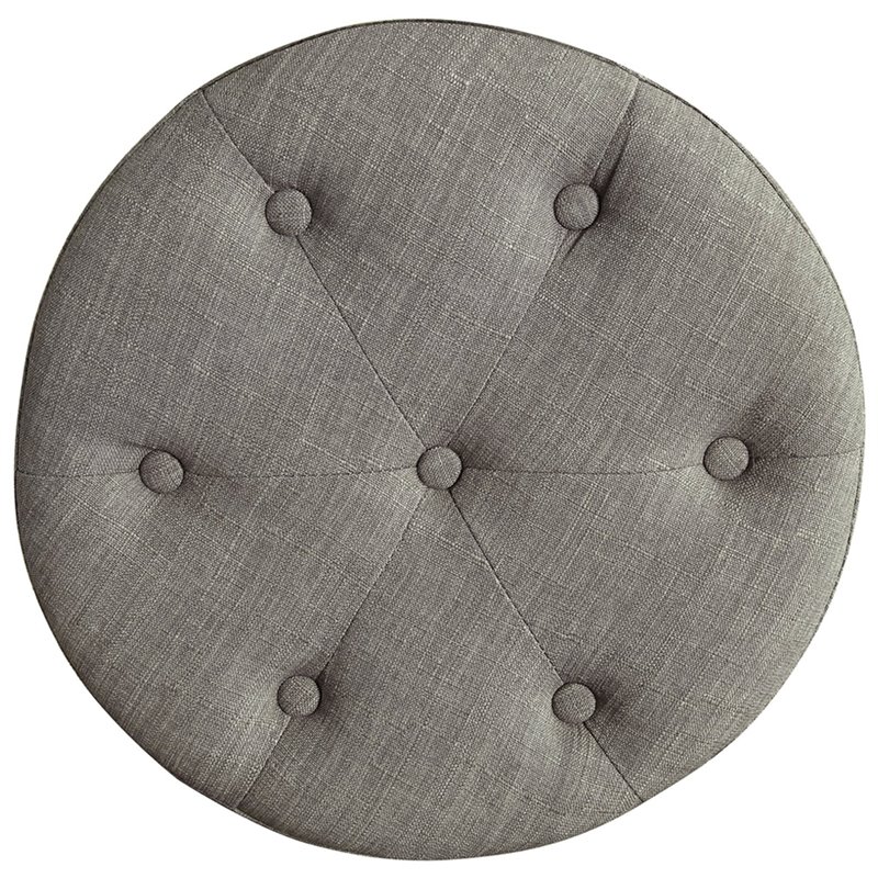 Elle Decor Penelope Round Tufted Stool in Storm Gray