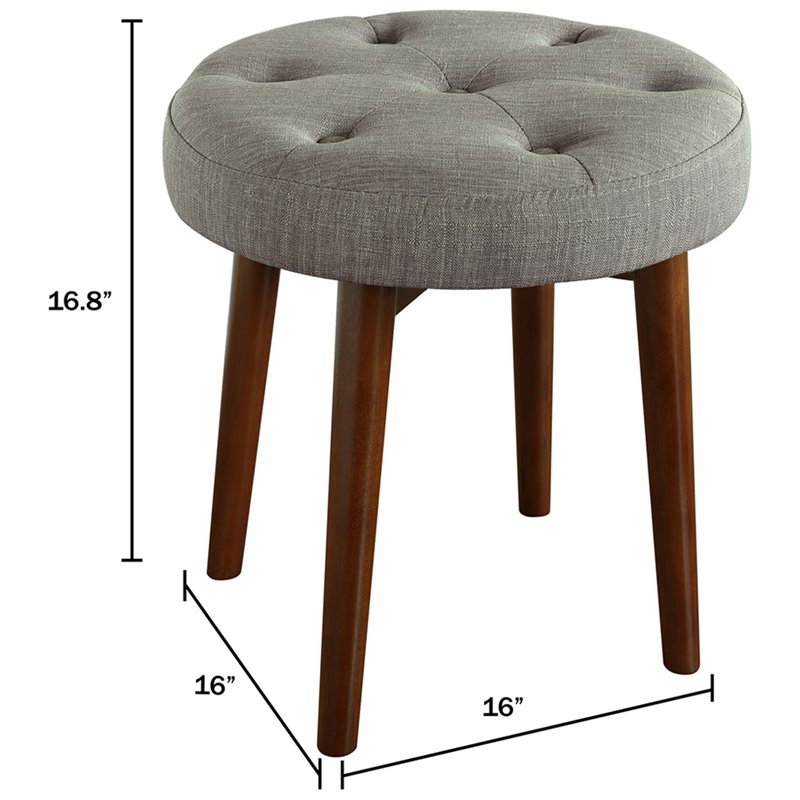 Elle Decor Penelope Round Tufted Stool in Storm Gray