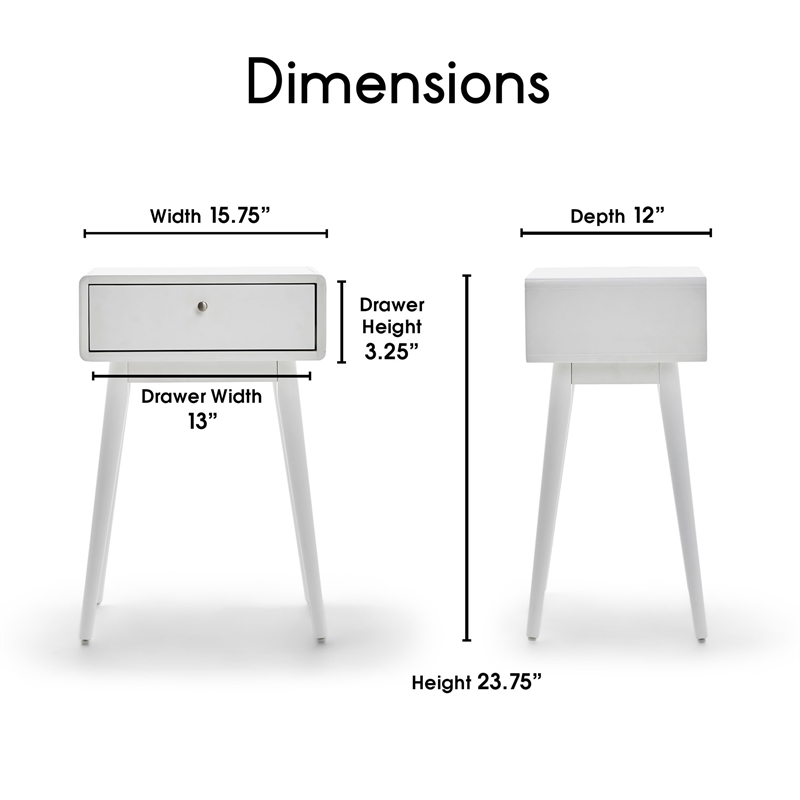 Elle Decor Rory 1 Drawer Side Table in French White