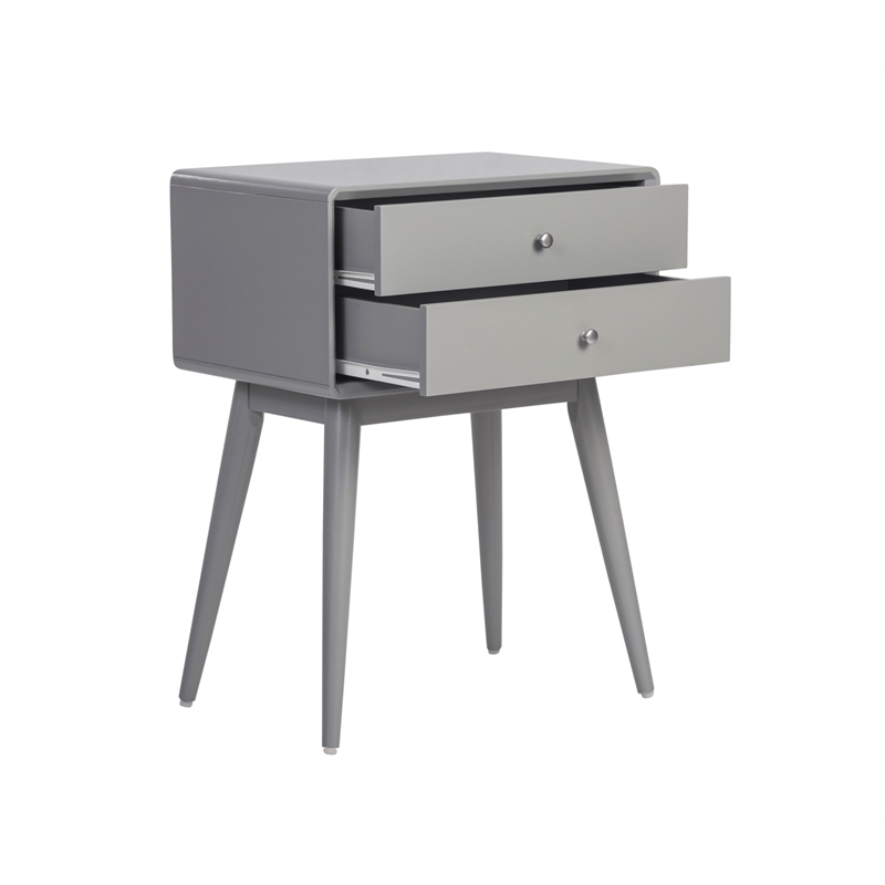 Elle Decor Rory 2 Drawer Side Table in French Gray