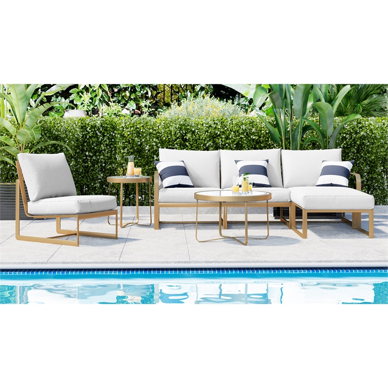 Elle Decor Mirabelle Outdoor Side Table in French Gold