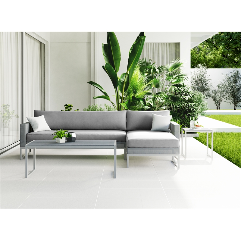 Elle Decor Tropez Outdoor Coffee Table in French Gray Mesh