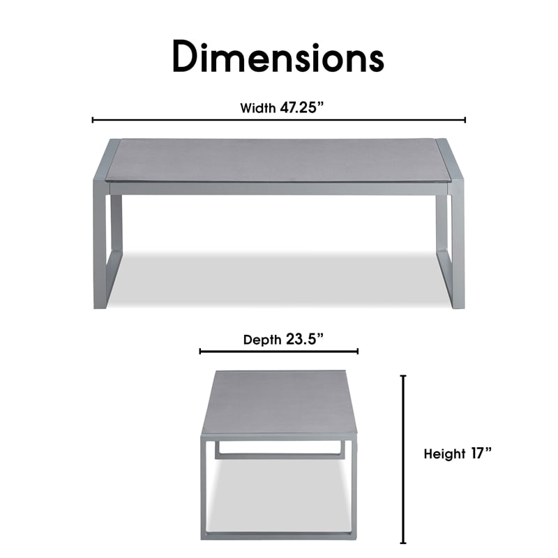 Elle Decor Tropez Outdoor Coffee Table in French Gray Mesh