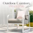 Elle Decor Mirabelle Outdoor Arm Chair in White and French Gold