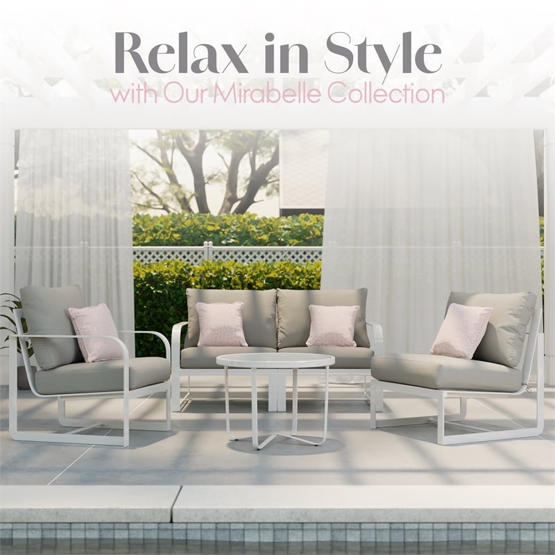 Elle Decor Mirabelle Outdoor Arm Chair in White and French Gold