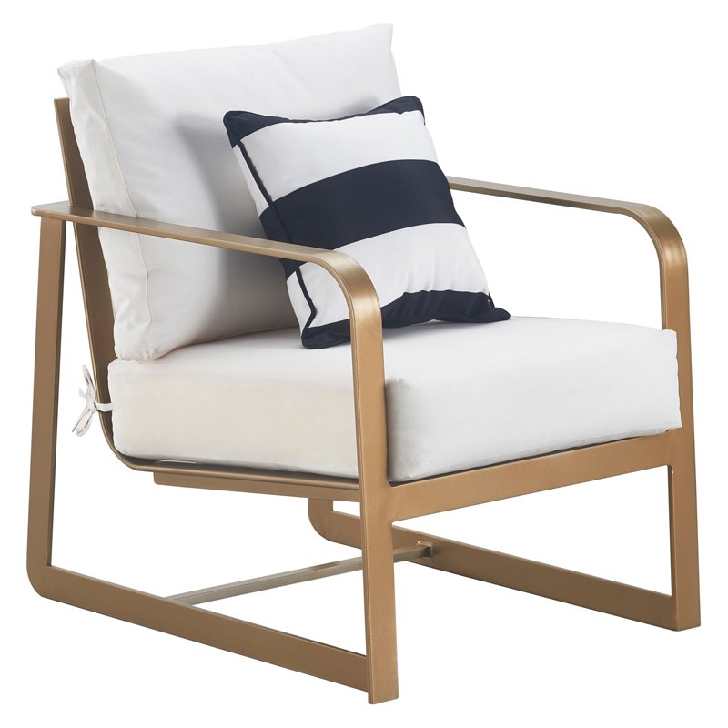 Elle Decor Mirabelle Outdoor Arm Chair in White and French G