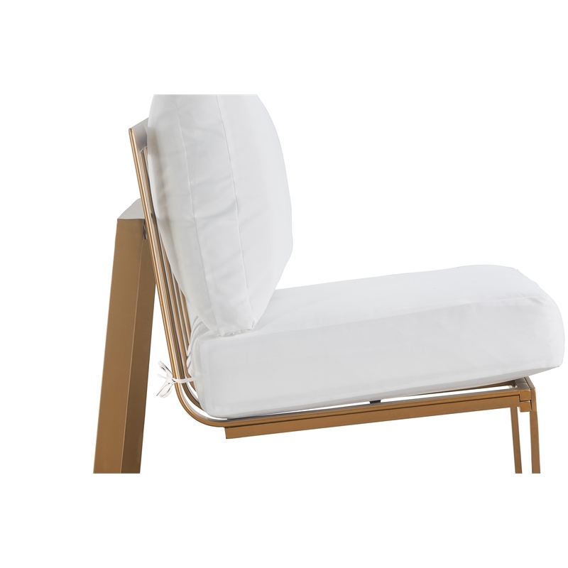 Elle Decor Mirabelle Outdoor Armless Chair in White and French Gold