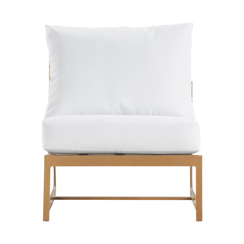 Elle Decor Mirabelle Outdoor Armless Chair in White and French Gold