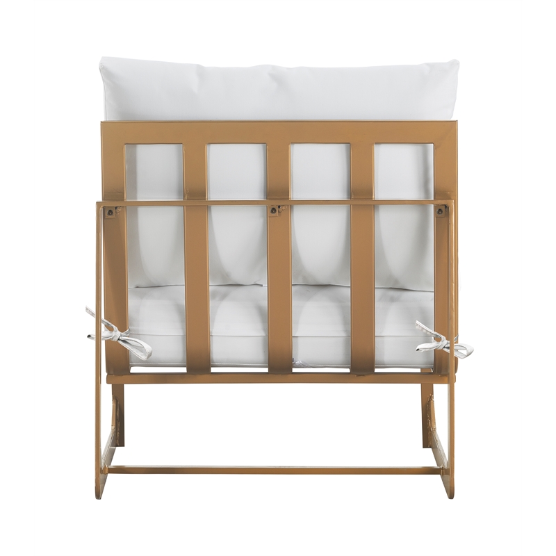 Elle Decor Mirabelle Outdoor Armless Chair in White and French Gold