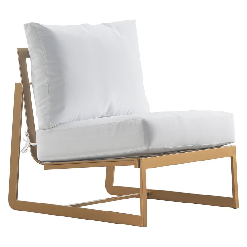 Elle Decor Mirabelle Outdoor Armless Chair in White and Fren