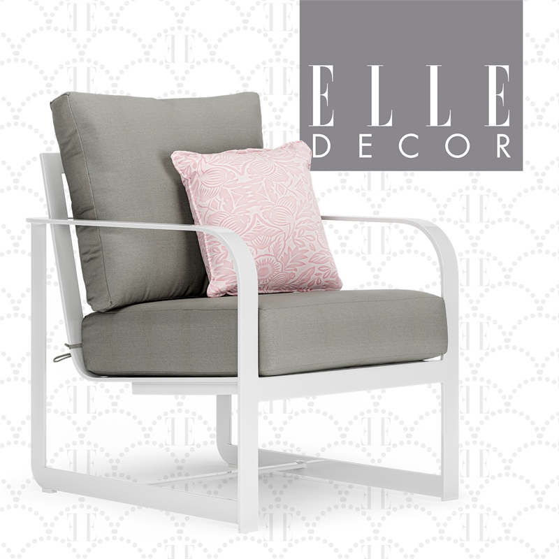 Elle Decor Mirabelle Outdoor Arm Chair in Gray and French White