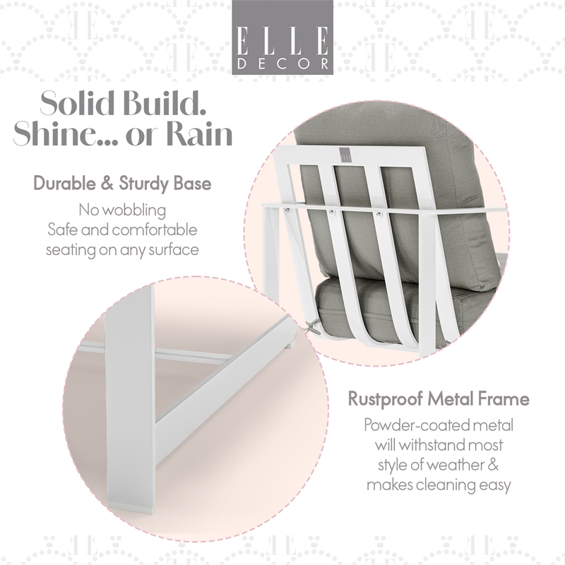 Elle Decor Mirabelle Outdoor Arm Chair in Gray and French White