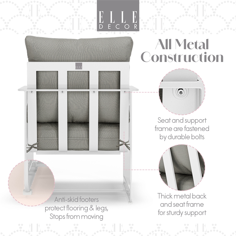 Elle Decor Mirabelle Outdoor Arm Chair in Gray and French White