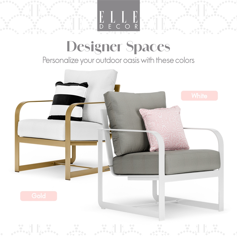 Elle Decor Mirabelle Outdoor Arm Chair in Gray and French White
