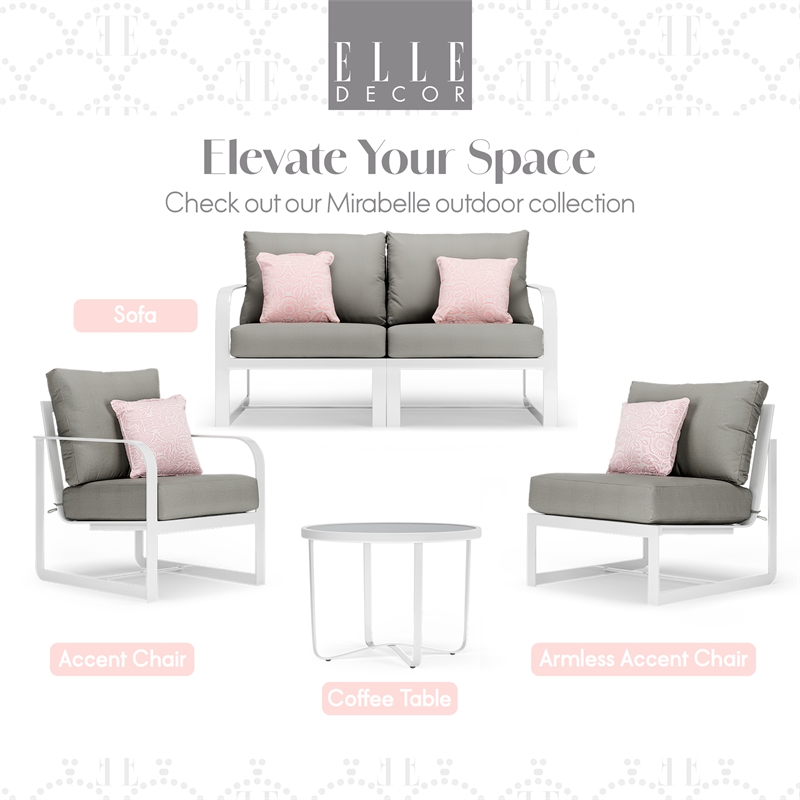 Elle Decor Mirabelle Outdoor Arm Chair in Gray and French White