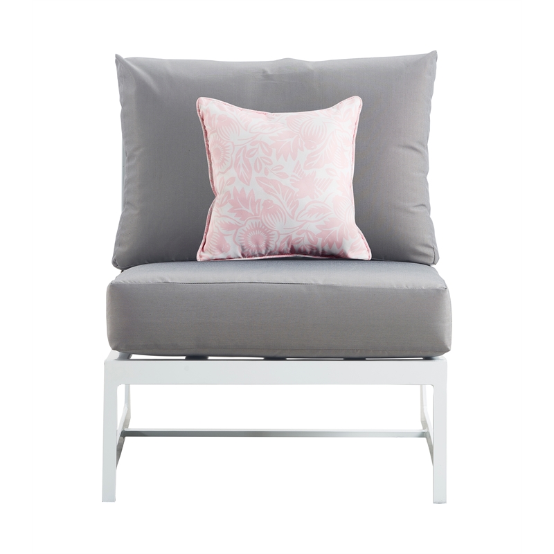 Elle Decor Mirabelle Outdoor Armless Chair in Gray and French White
