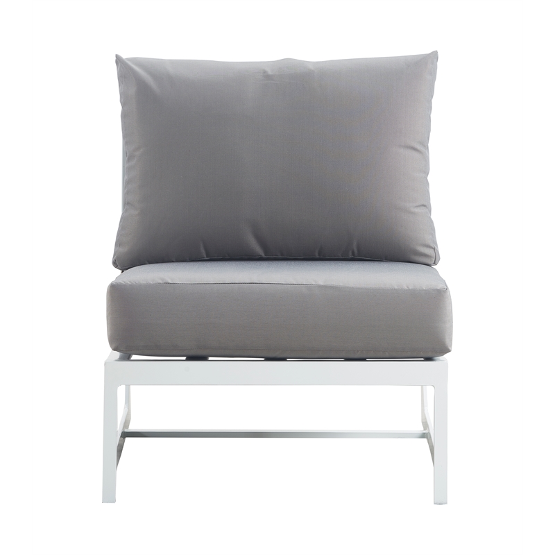 Elle Decor Mirabelle Outdoor Armless Chair in Gray and French White