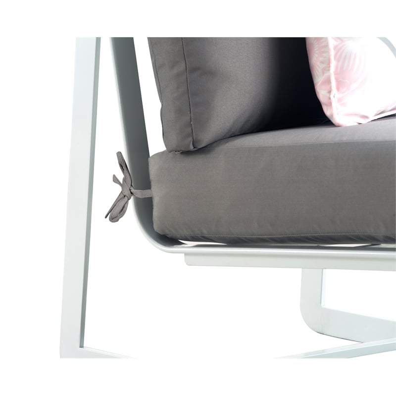 Elle Decor Mirabelle Outdoor Armless Chair in Gray and French White