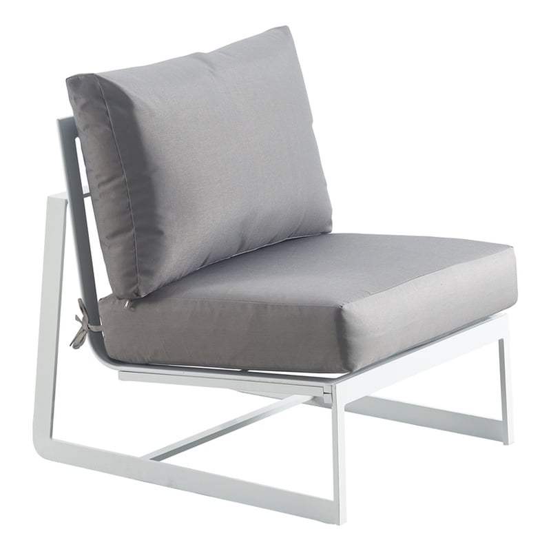 Elle Decor Mirabelle Outdoor Armless Chair in Gray and French White