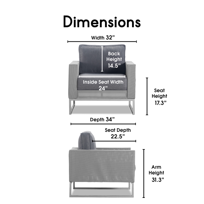 Elle Decor Tropez Arm Chair in French Gray Mesh