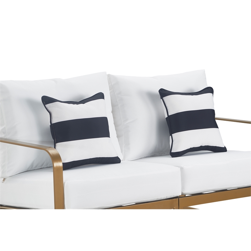 Elle Decor Mirabelle Outdoor Sofa in White and French Gold