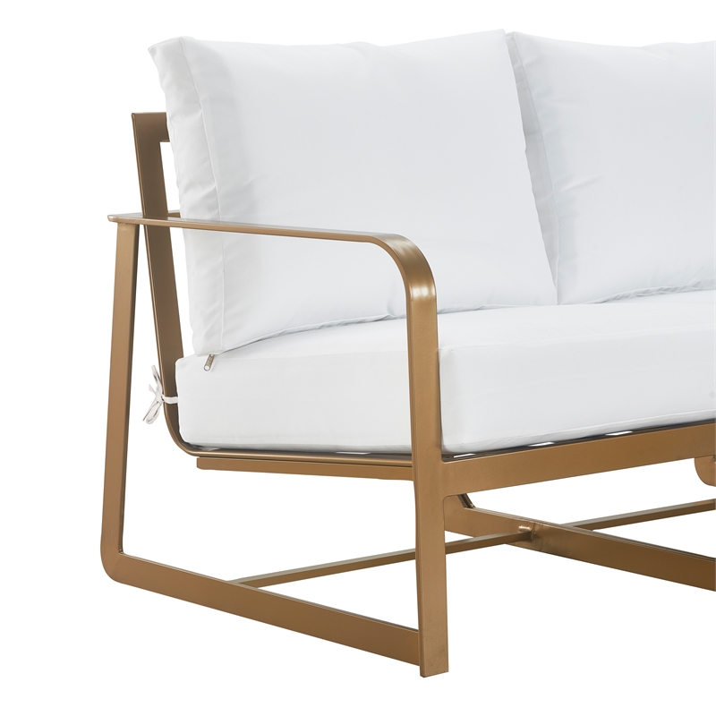 Elle Decor Mirabelle Outdoor Sofa in White and French Gold